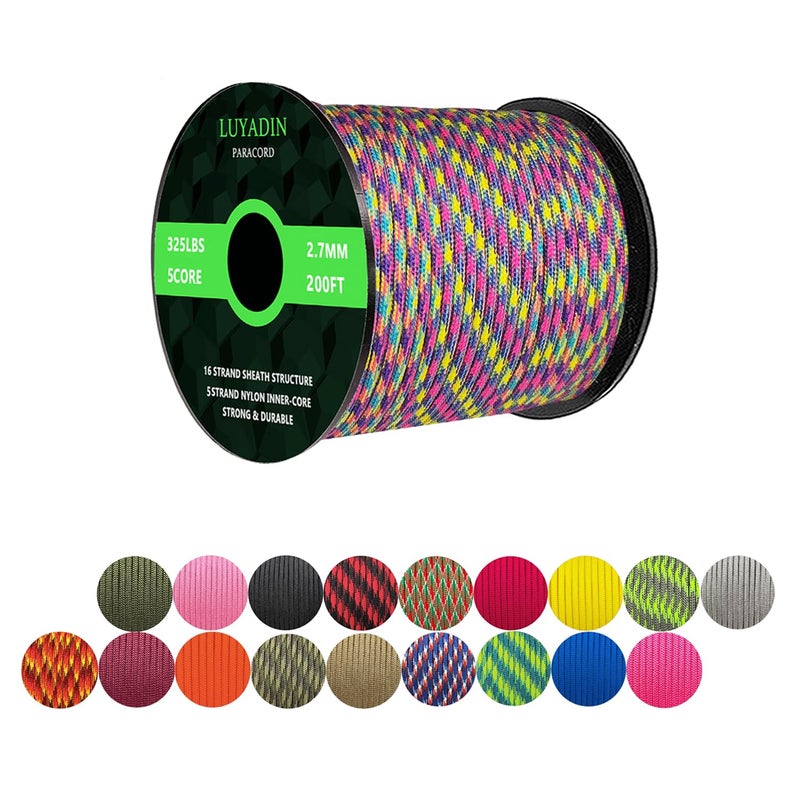 LUYADIN Paracord 325lb Diameter 2.7mm - 5 Strand Parachute Spool Cord - 100ft 200ft,Paracord for Camping,Hiking,Fishing,Outdoor and DIY - Image 1